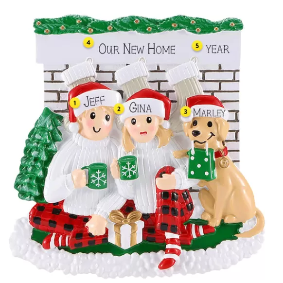 Outlet Personalized Fireplace Couple With Dog Ornament Home & Housewarming