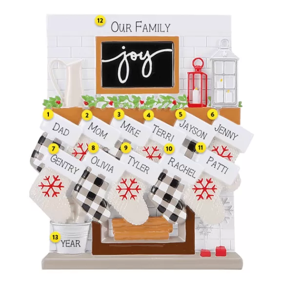 Best Sale Personalized Fireplace Mantel Family Of 11 Ornament Home & Housewarming