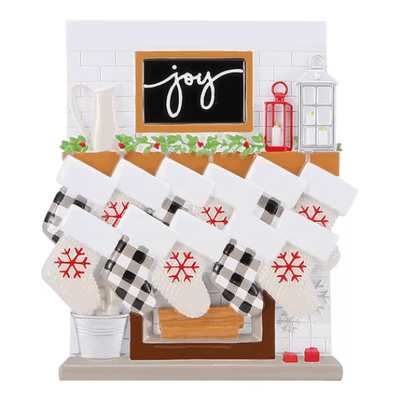 Best Sale Personalized Fireplace Mantel Family Of 11 Ornament Home & Housewarming