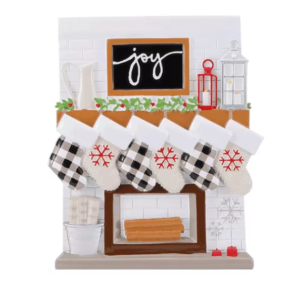 Clearance Personalized Fireplace Mantel Family Of 6 Ornament Home & Housewarming