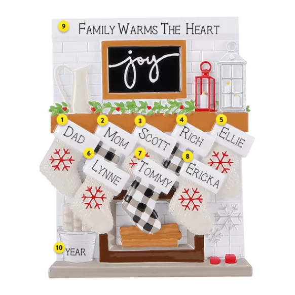 Sale Personalized Fireplace Mantel Family Of 8 Ornament Home & Housewarming