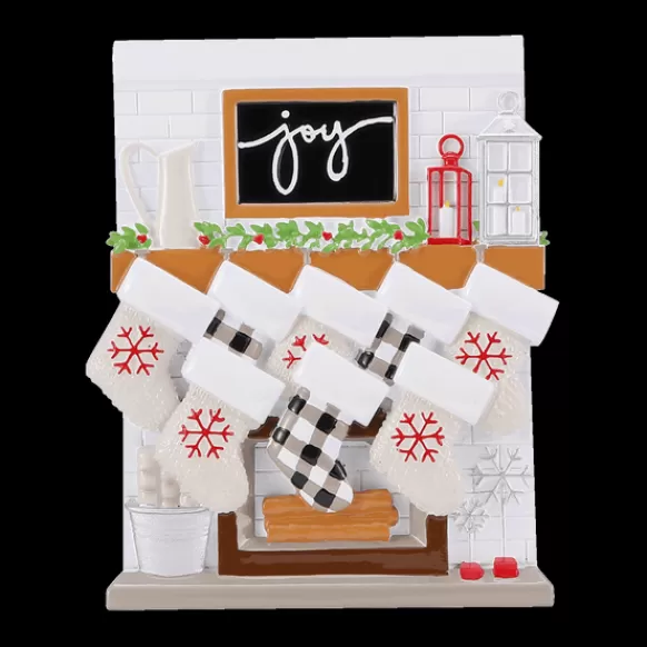 Sale Personalized Fireplace Mantel Family Of 8 Ornament Home & Housewarming