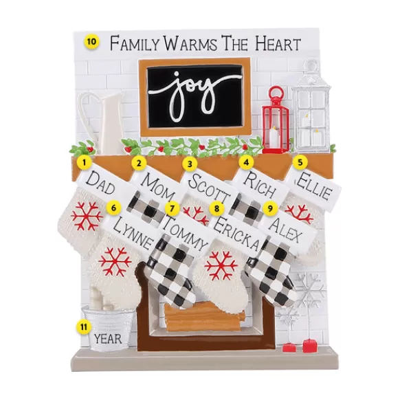 Shop Personalized Fireplace Mantel Family Of 9 Ornament Home & Housewarming