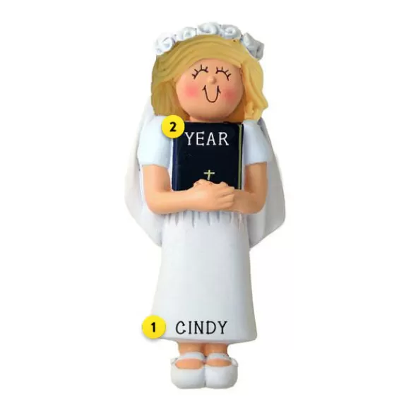 Clearance Personalized First Communion Ornament - Female, Blonde Hair Angels & Religious