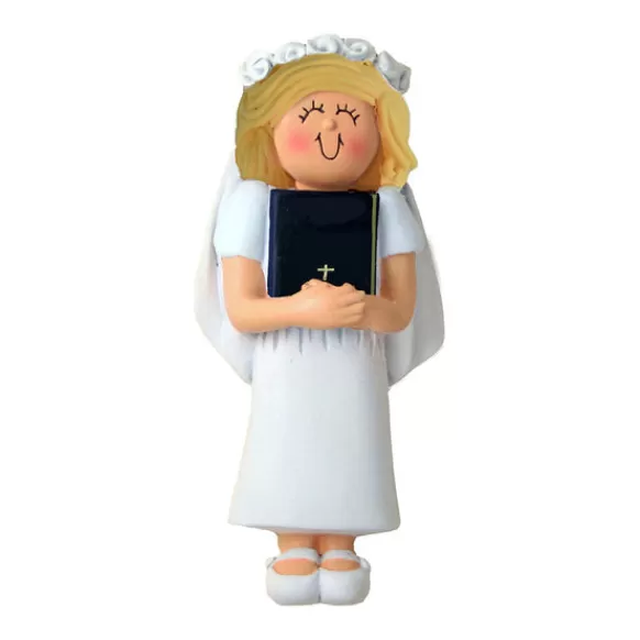 Clearance Personalized First Communion Ornament - Female, Blonde Hair Angels & Religious