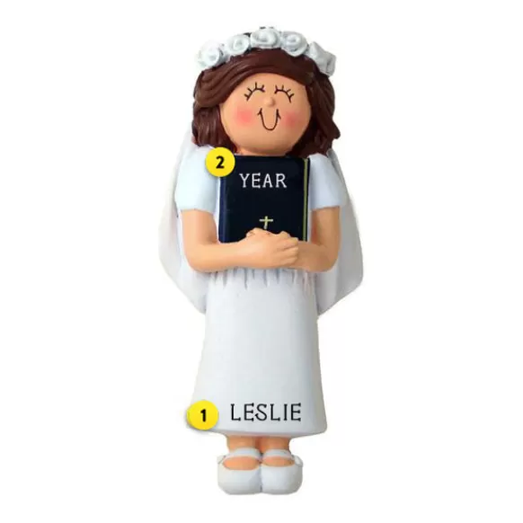 Flash Sale Personalized First Communion Ornament - Female, Brown Hair Angels & Religious