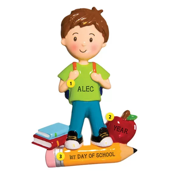 Discount Personalized First Day Of School Ornament - Boy School Days