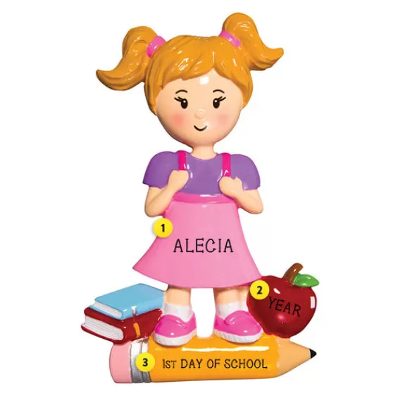 New Personalized First Day Of School Ornament - Girl School Days