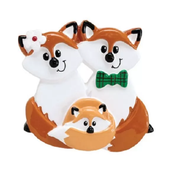 Store Rudolph & Me Personalized Fox Family Of 3 Ornament