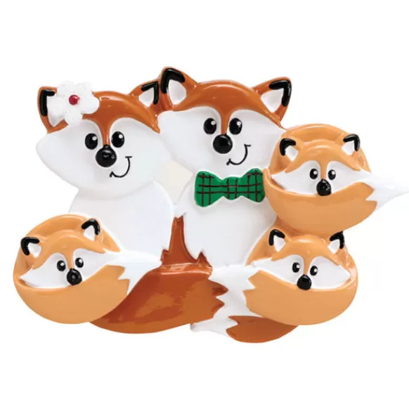 Best Rudolph & Me Personalized Fox Family Of 5 Ornament