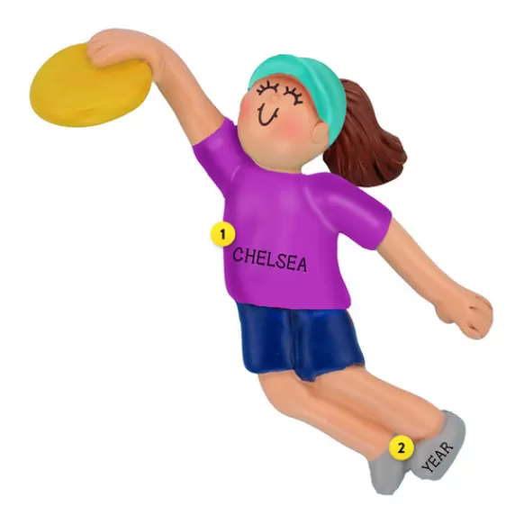 Outlet Personalized Frisbee Ornament - Female, Brown Hair Fun & Games