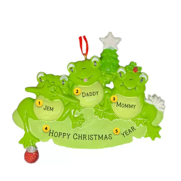 Store Rudolph & Me Personalized Frog Family Of 3 Ornament