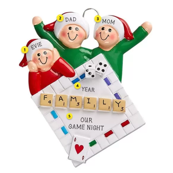 Outlet Personalized Game Night Family Of 3 Ornament Fun & Games