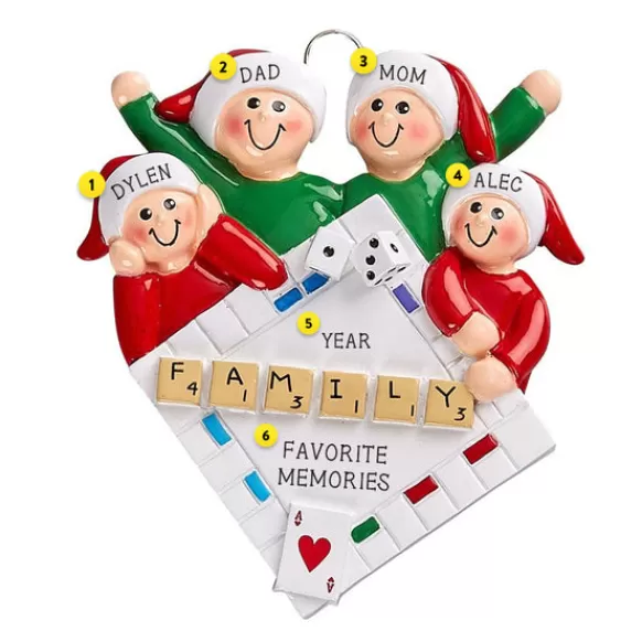 Cheap Personalized Game Night Family Of 4 Ornament Fun & Games