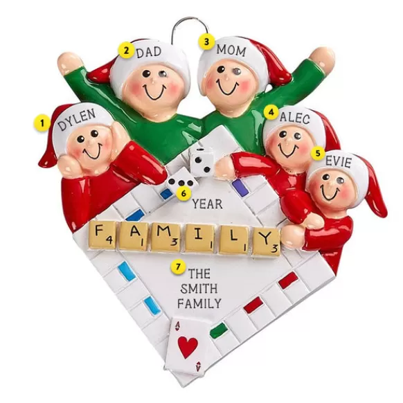 Cheap Rudolph & Me Personalized Game Night Family Of 5 Ornament