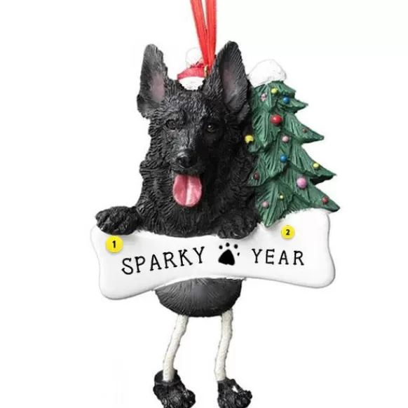 Store E & S Imports Personalized German Shepherd Dog Ornament - Black