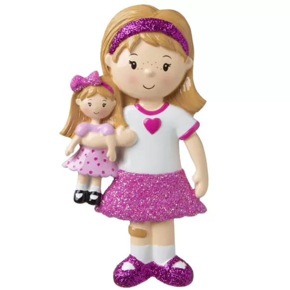 Store Personalized Girl Holding Doll Ornament Kids