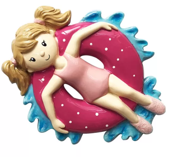 Store PolarX Personalized Girl In Inner Tube Ornament