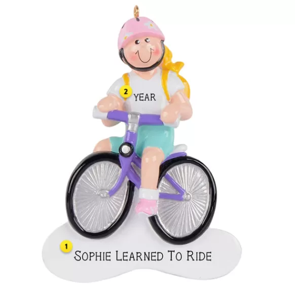 Outlet Personalized Girl Riding Bike Ornament - Blonde Growing Up