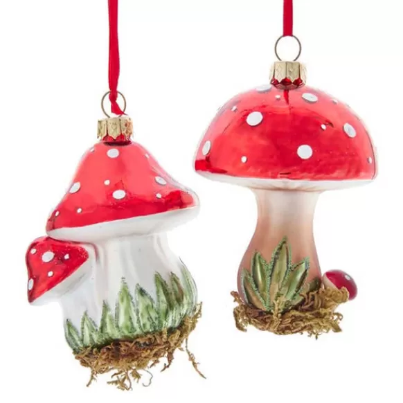 Hot Kurt Adler Personalized Glass Mushroom With Glitter Ornaments