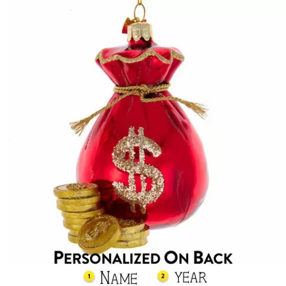 Cheap Kurt Adler Personalized Glass Sack Of Money Ornament