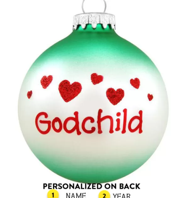 Clearance Personalized Godchild Glass Ornament Family Members