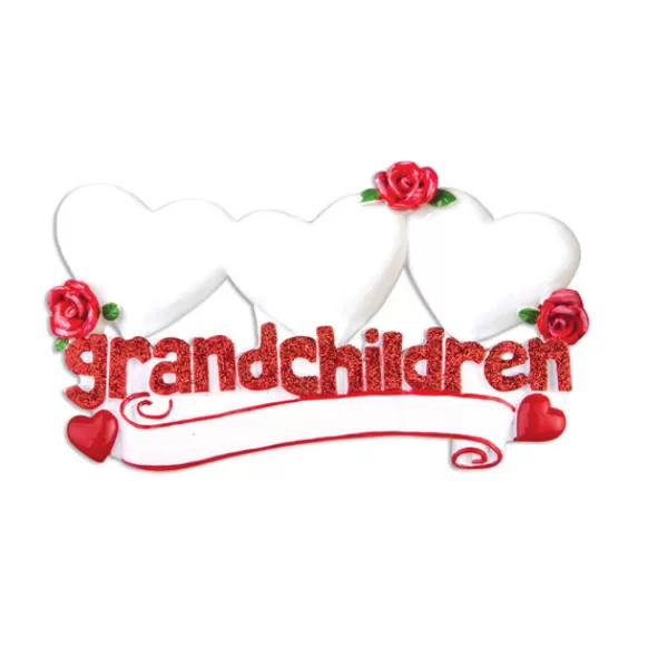 Store Personalized Grandchildren Ornament With 3 Hearts Family Members