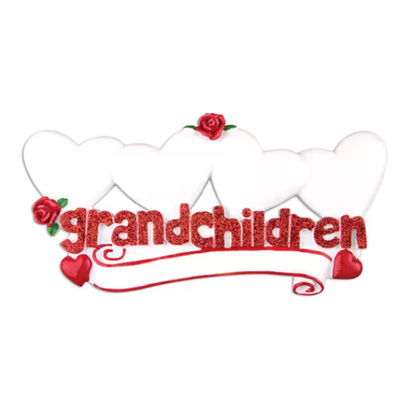 Store Personalized Grandchildren Ornament With 4 Hearts Family Members