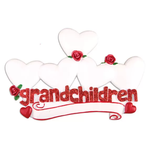 Best Sale Personalized Grandchildren Ornament With 5 Hearts Family Members