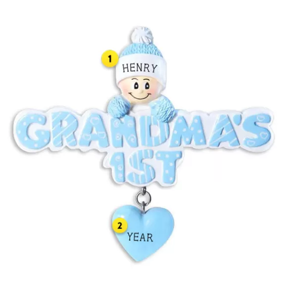 Best Personalized Grandma's 1St Christmas Ornament - Blue Expecting & New Family