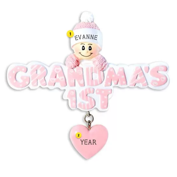 Best Sale Personalized Grandma's 1St Christmas Ornament - Pink Expecting & New Family