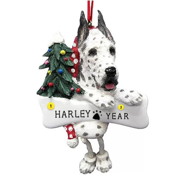 Hot E & S Imports Personalized Great Dane Dog Ornament - Harlequin