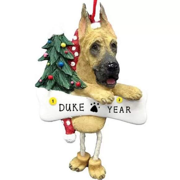 Flash Sale E & S Imports Personalized Great Dane Dog Ornament - Tan