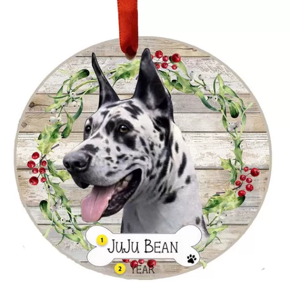 Store E & S Imports Personalized Great Dane Ornament - Harlequin