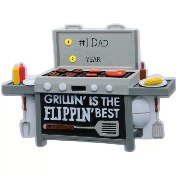 Outlet Personalized "Grillin' Is The Flippin' Best" Grilling Ornament Household