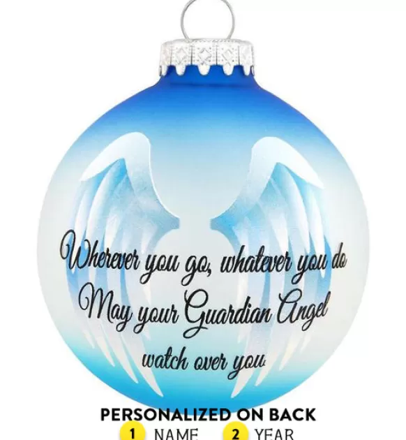 Discount Personalized Guardian Angel Wings Glass Ornament Memorial