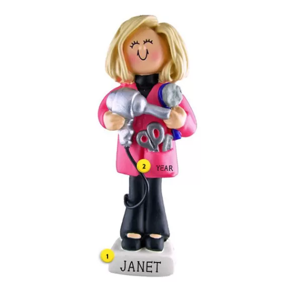 Shop Ornament Central Personalized Hairdresser Ornament - Female, Blonde Hair