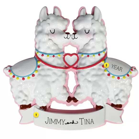 Best Personalized Heart Llama Couple Ornament Couples