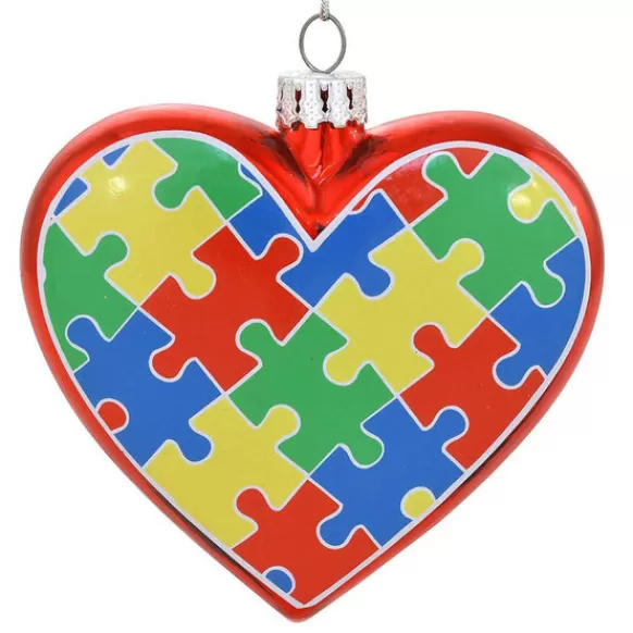 Clearance Personalized Heart Puzzle Pieces Glass Ornament Fun & Games