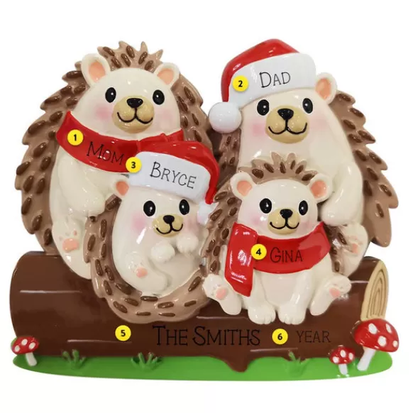 Shop PolarX Personalized Hedgehog Family Of 4 Ornament