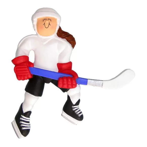 Best Ornament Central Personalized Hockey Player Ornament - Female, Brunette