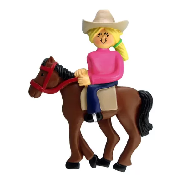 Shop Personalized Horseback Riding Ornament - Female, Blonde Hair Horse & Farm