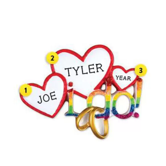 Best Personalized I Do Rainbow Hearts Ornament Engaged, Wedding, & Anniversary