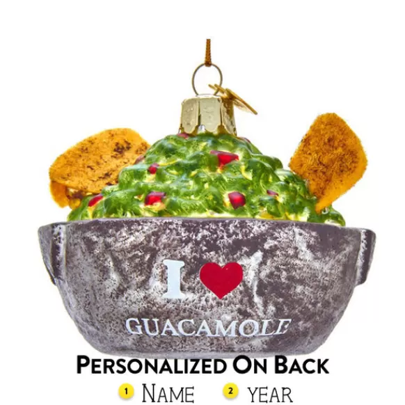 Clearance Kurt Adler Personalized "I Love Guacamole" Bowl Glass Ornament