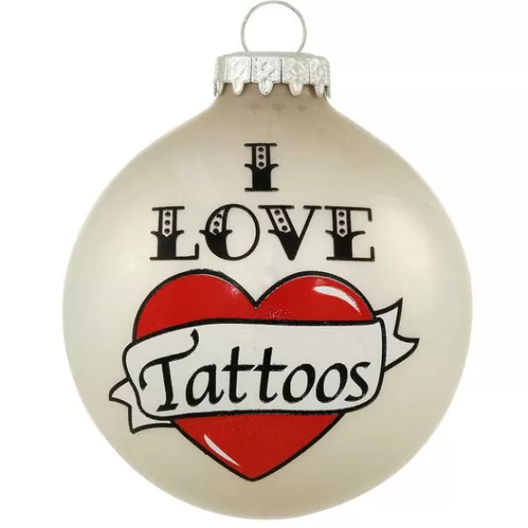 Cheap Personalized "I Love Tattoos" Glass Bulb Ornament Hobbies & Activities