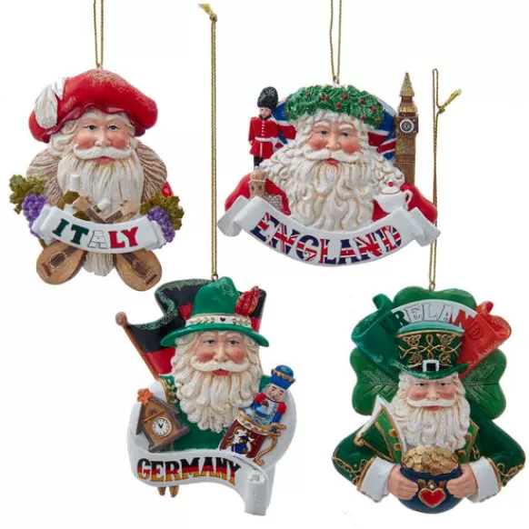 Best Kurt Adler Personalized International Santa Ornament, 4 Assorted