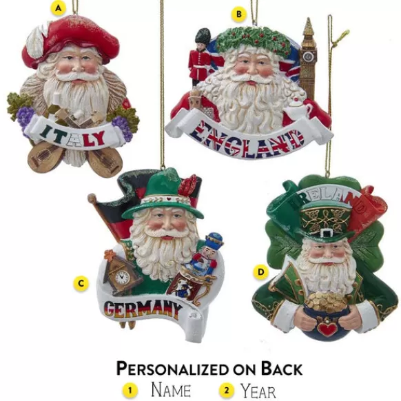 Best Kurt Adler Personalized International Santa Ornament, 4 Assorted