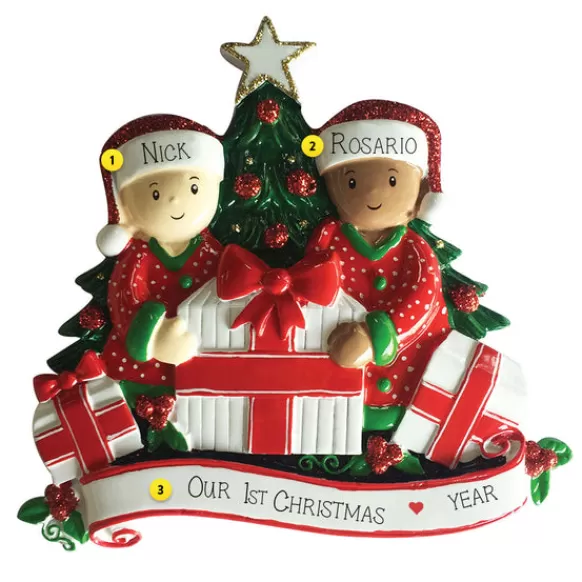 Best Personalized Interracial Couple Opening Presents Ornament Couples