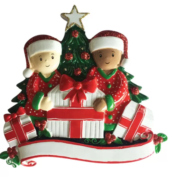 Best Personalized Interracial Couple Opening Presents Ornament Couples