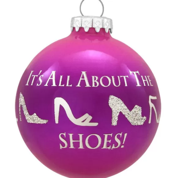 Store Personalized "It's All About The Shoes" Glass Ornament For Her